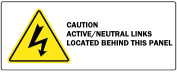 Active/Neutral links behind panel warning stickers sheet - Meter Depot
